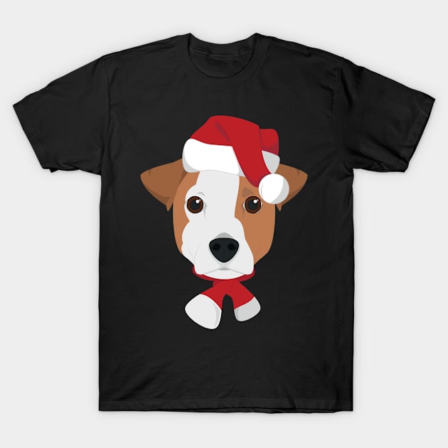 Jack Russell Dog With Red Santa's Hat Funny Xmas Gift T-Shirt by salemstore